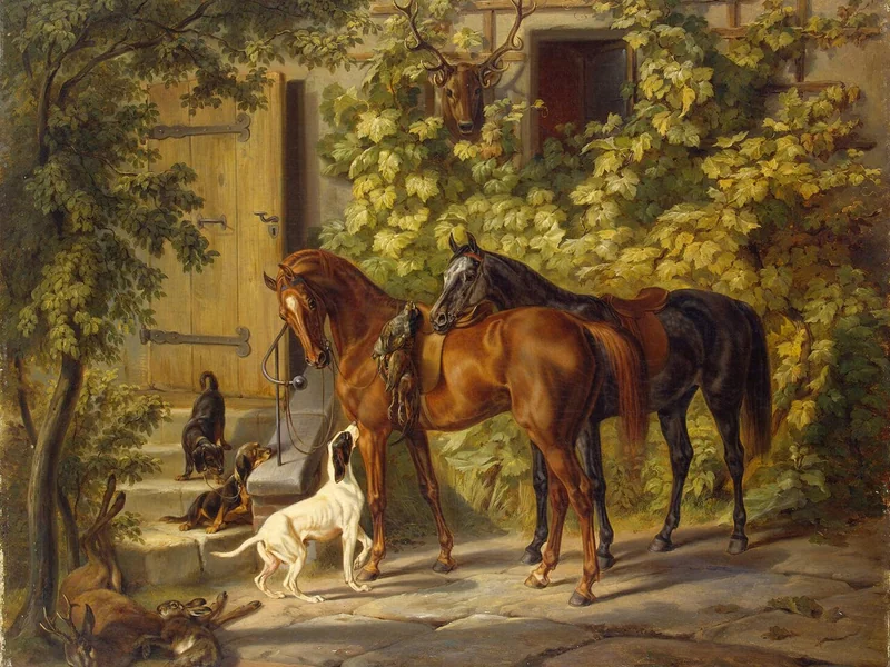 1786-Albrecht Adam - Cavalli in veranda